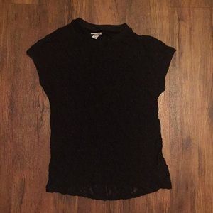 Black lace cap sleeve shirt